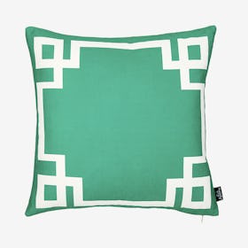 Geometric Square Throw Pillow Cover - Green / White