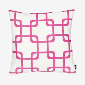 Geometric Square Throw Pillow Cover - White / Pink