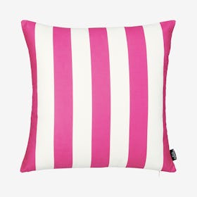 Geometric Stripes Square Throw Pillow Cover - Pink / White