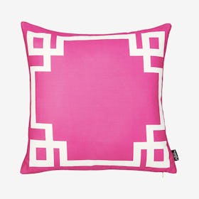 Geometric Square Throw Pillow Cover - Pink / White