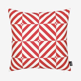 Geometric Diagram Square Throw Pillow Cover - Red / White