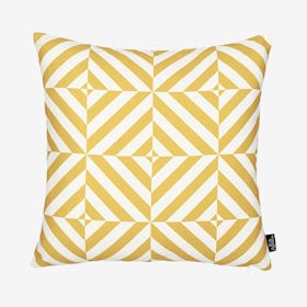 Geometric Diagram Square Throw Pillow Cover - Yellow / White