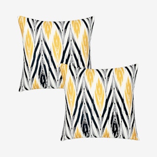 Geometric Lit Square Throw Pillow Covers - Yellow / Black - Set of 2
