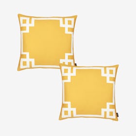 Geometric Square Throw Pillow Covers - Yellow / White - Set of 2