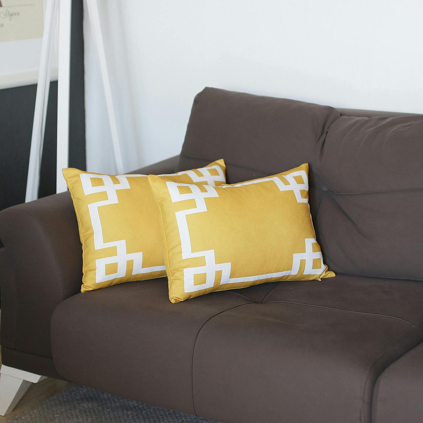 yellow rectangle throw pillow