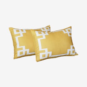 Geometric Rectangle Throw Pillow Covers - Yellow / White - Set of 2