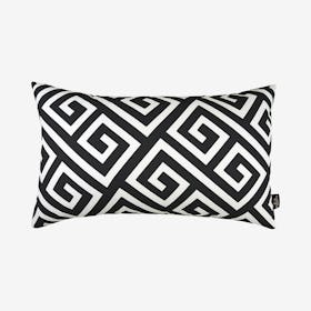 Greek Key Decorative Lumbar Throw Pillow Cover - Black / White