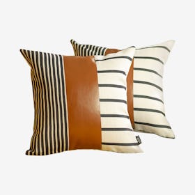 Geometric Square Decorative Throw Pillow Covers - Brown - Set of 2