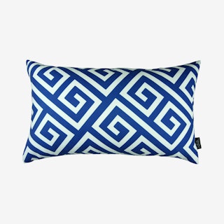 Greek Key Decorative Lumbar Throw Pillow Cover - Blue / White