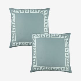 Geometric Greek Key Square Decorative Throw Pillow Covers - Grey / White - Set of 2