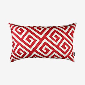 Greek Key Decorative Lumbar Throw Pillow Cover - Red / White