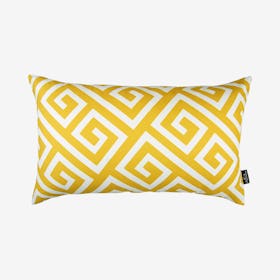 Greek Key Decorative Lumbar Throw Pillow Cover - Yellow / White