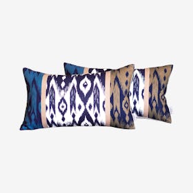Ikat Decorative Lumbar Throw Pillow Covers - Brown - Set of 2