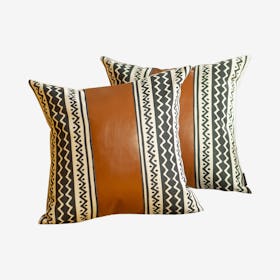 Chevron Square Decorative Throw Pillow Covers - Brown - Set of 2