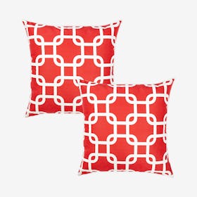 Nautica Lattice Square Throw Pillow Covers - Red - Set of 2