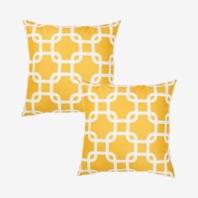 Nautica Lattice Square Throw Pillow Covers - Yellow - Set of 2