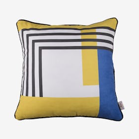 Scandi Geometric Stripes Square Throw Pillow Cover - Yellow / Blue / White