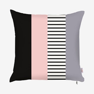 Scandi Mix Colored Stripes Square Throw Pillow Cover - Pink