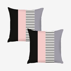 Scandi Mix Colored Stripes Square Throw Pillow Covers - Pink - Set of 2