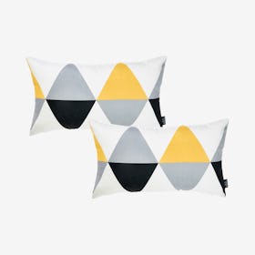 Scandi Modern Lumbar Throw Pillow Covers - Yellow / Grey - Set of 2