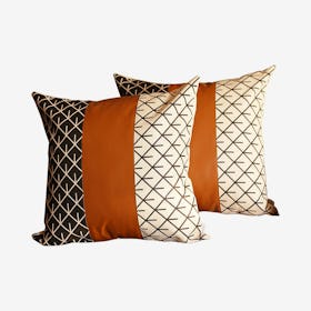 Arrow Square Decorative Throw Pillow Covers - Brown - Set of 2