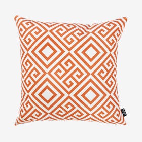 Tropical Greek Square Throw Pillow Cover - Orange