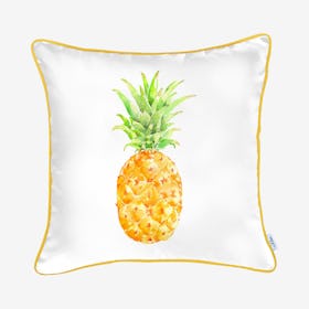 Tropical Pineapple Square Throw Pillow Cover - Yellow / White