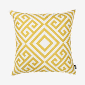 Tropical Greek Square Throw Pillow Cover - Yellow