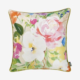 Watercolor Bouquet Square Throw Pillow Cover - Multicoloured