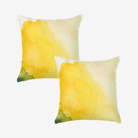 Watercolor Sunrise Dream Square Throw Pillow Covers - Yellow - Set of 2