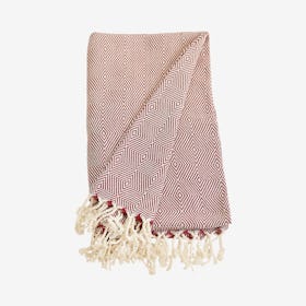 Geometric Handwoven Throw - Red