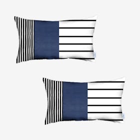 Geometric Decorative Lumbar Throw Pillow Covers - Navy - Set of 2