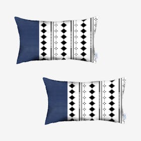 Diamonds Decorative Lumbar Throw Pillow Covers - Navy - Set of 2