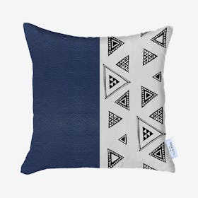 Triangle Print Square Decorative Throw Pillow Cover - Navy