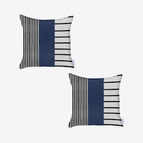 Geometric Square Decorative Throw Pillow Covers - Navy - Set of 2