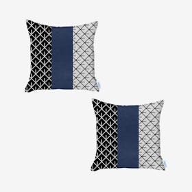 Arrow Square Decorative Throw Pillow Covers - Navy - Set of 2