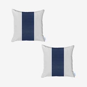 Square Decorative Throw Pillow Covers - Navy / White - Set of 2