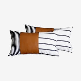 Geometric Decorative Lumbar Throw Pillow Covers - Brown - Set of 2