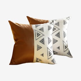 Triangle Print Square Decorative Throw Pillow Covers - Brown - Set of 2