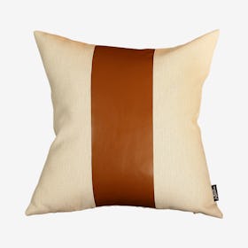 Square Decorative Throw Pillow Cover - Light Ivory / Brown