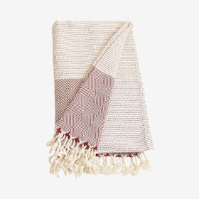 Geometric & Dots Handwoven Throw - Red