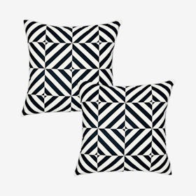 Geometric Diagram Square Throw Pillow Covers - Black / White - Set of 2