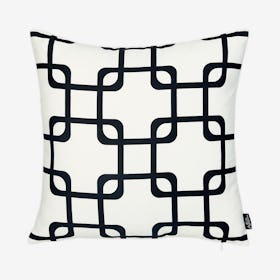 Geometric Square Throw Pillow Cover - White / Black