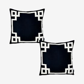Geometric Square Decorative Throw Pillow Covers - Black / White - Set of 2