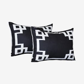 Geometric Rectangle Decorative Throw Pillow Covers - Black / White - Set of 2
