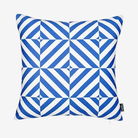 Geometric Diagram Square Throw Pillow Cover - Blue / White