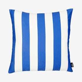 Geometric Stripes Square Throw Pillow Cover - Blue / White