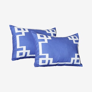 Geometric Rectangle Throw Pillow Covers - Blue / White - Set of 2