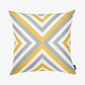 Geometric Flashback Square Throw Pillow Cover - Grey / Yellow