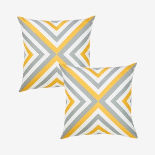 Geometric Flashback Square Throw Pillow Covers - Grey / Yellow - Set of 2